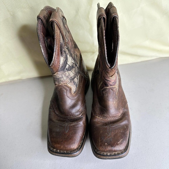 Lil' Durango Saddle Camo Square Toe Western Cowboy Boots Kids Size 8 - Picture 5 of 10